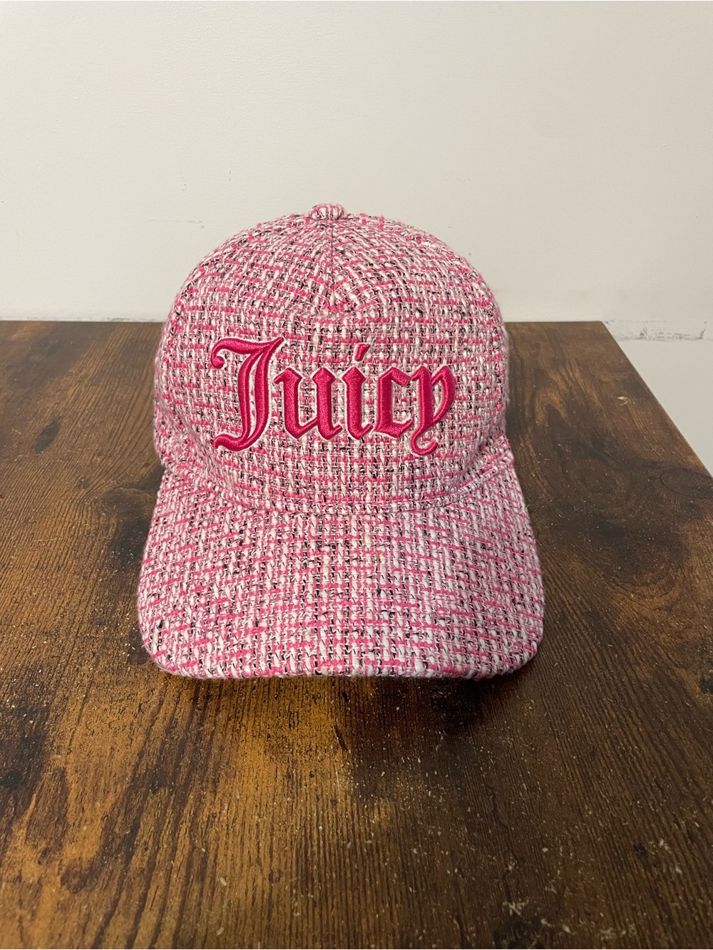 Juicy Couture women Pink Tweed Logo Baseball Cap